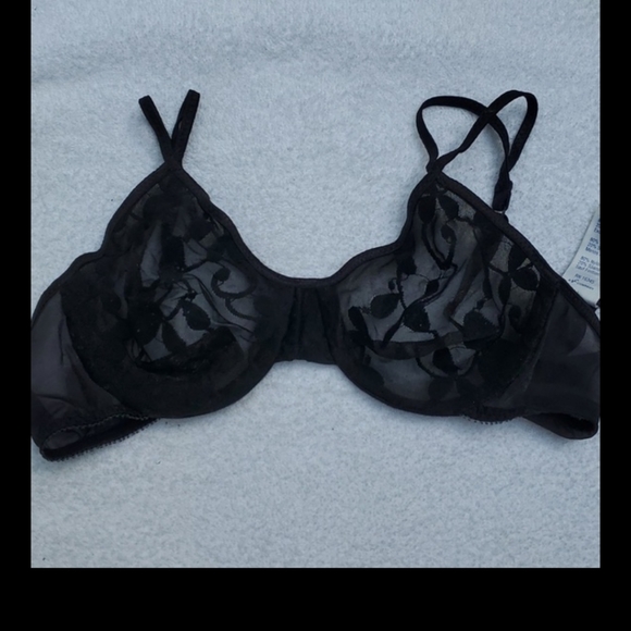 Black Mesh Leaf pattern Bra 34b - Picture 3 of 6